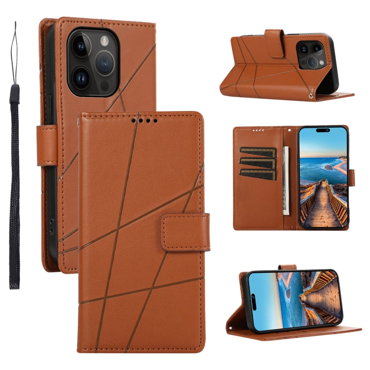 PU Genuine Leather Texture Embossed Line Phone Case, For iPhone 14 Pro Max, For iPhone SE 2022 / SE 2020, For iPhone 13 Pro Max, For iPhone 13 Pro