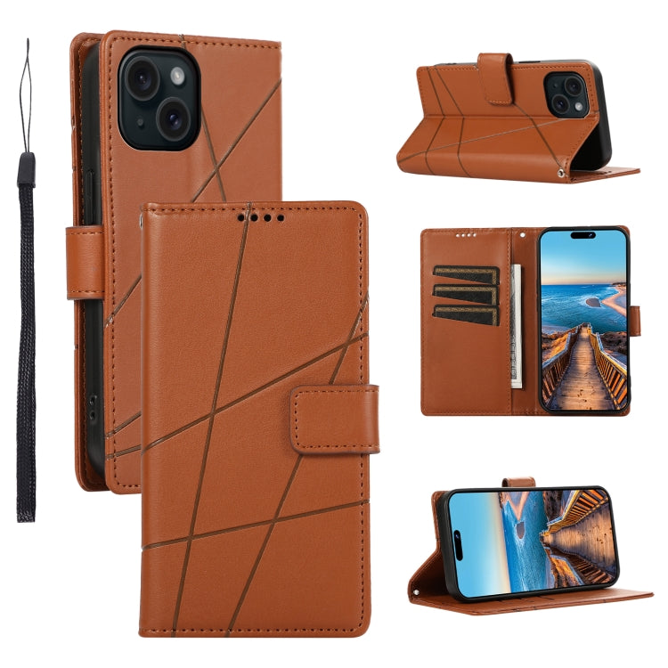 PU Genuine Leather Texture Embossed Line Phone Case, For iPhone 15, For iPhone 14 Plus, For iPhone 14, For iPhone 14 Pro