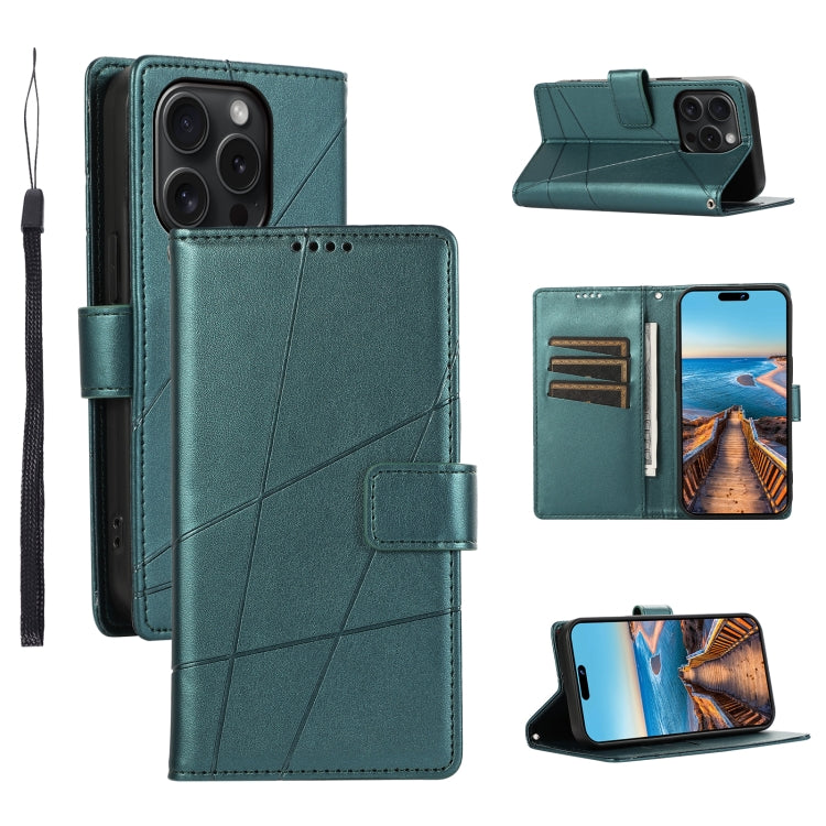 PU Genuine Leather Texture Embossed Line Phone Case, For iPhone 16, For iPhone 15 Pro Max, For iPhone 15 Pro, For iPhone 15 Plus