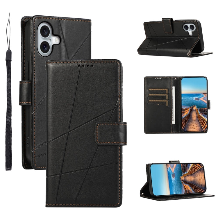 PU Genuine Leather Texture Embossed Line Phone Case, For iPhone Air, For iPhone 16 Pro Max, For iPhone 16 Pro, For iPhone 16 Plus