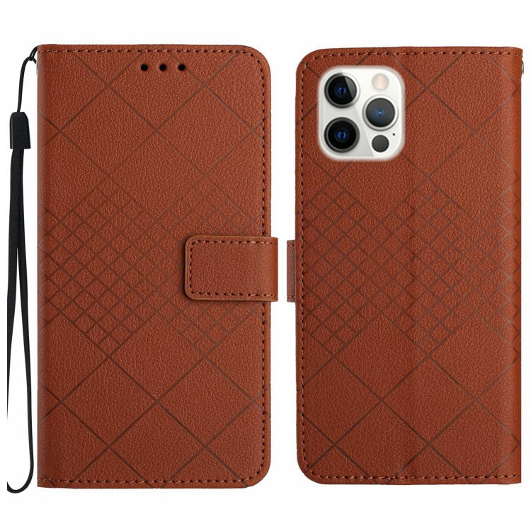 Rhombic Grid Texture Leather Phone Case, For iPhone 16, For iPhone 15 Pro Max, For iPhone 15 Pro, For iPhone 15 Plus