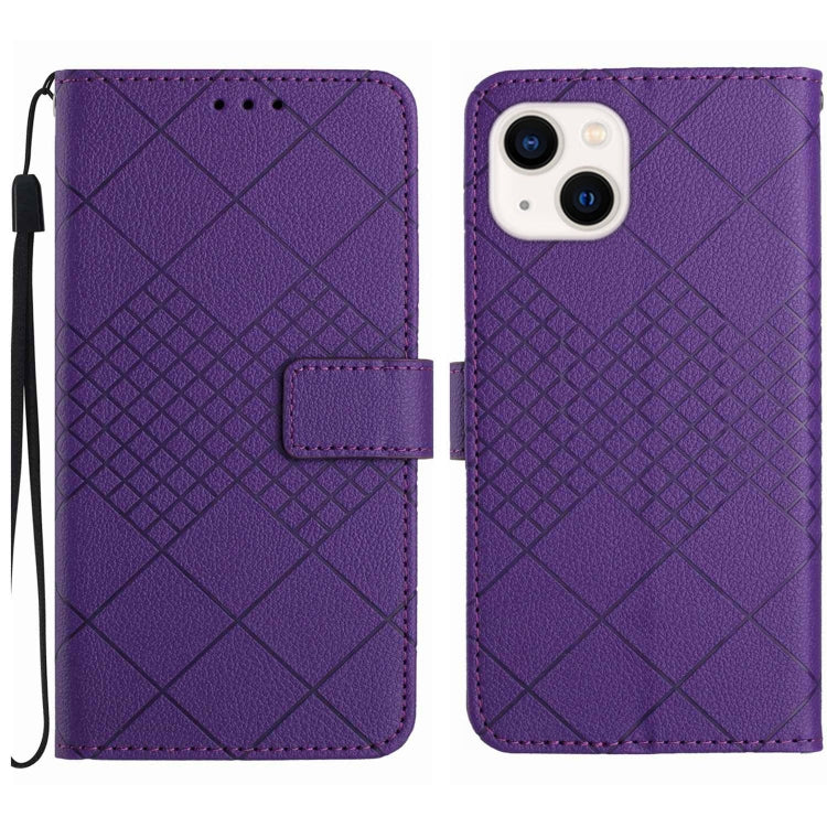 Rhombic Grid Texture Leather Phone Case, For iPhone 15, For iPhone 14 Plus, For iPhone 14, For iPhone 14 Pro