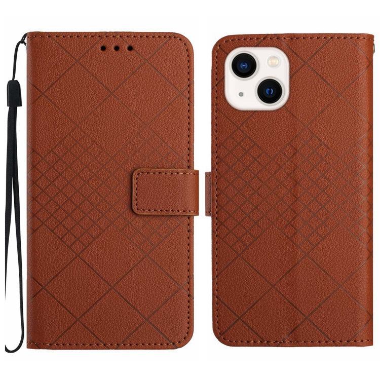 Rhombic Grid Texture Leather Phone Case, For iPhone 15, For iPhone 14 Plus, For iPhone 14, For iPhone 14 Pro