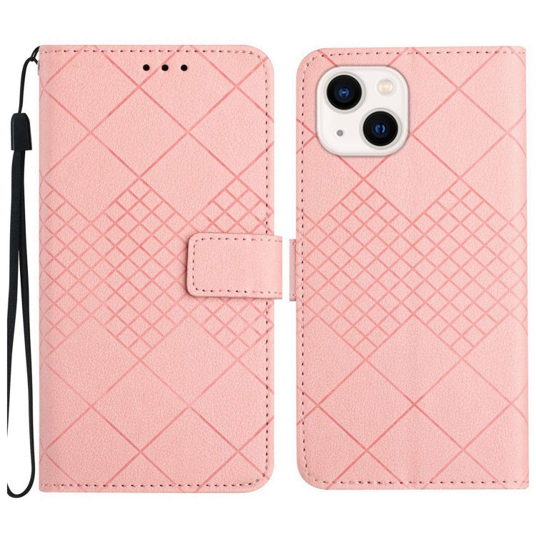 Rhombic Grid Texture Leather Phone Case, For iPhone 15, For iPhone 14 Plus, For iPhone 14, For iPhone 14 Pro