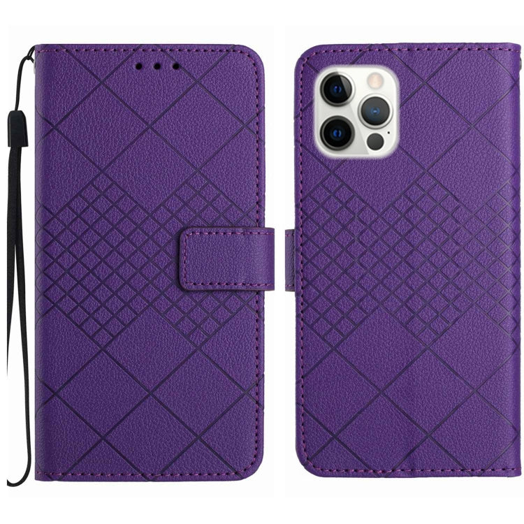 Rhombic Grid Texture Leather Phone Case, For iPhone 15, For iPhone 14 Plus, For iPhone 14, For iPhone 14 Pro