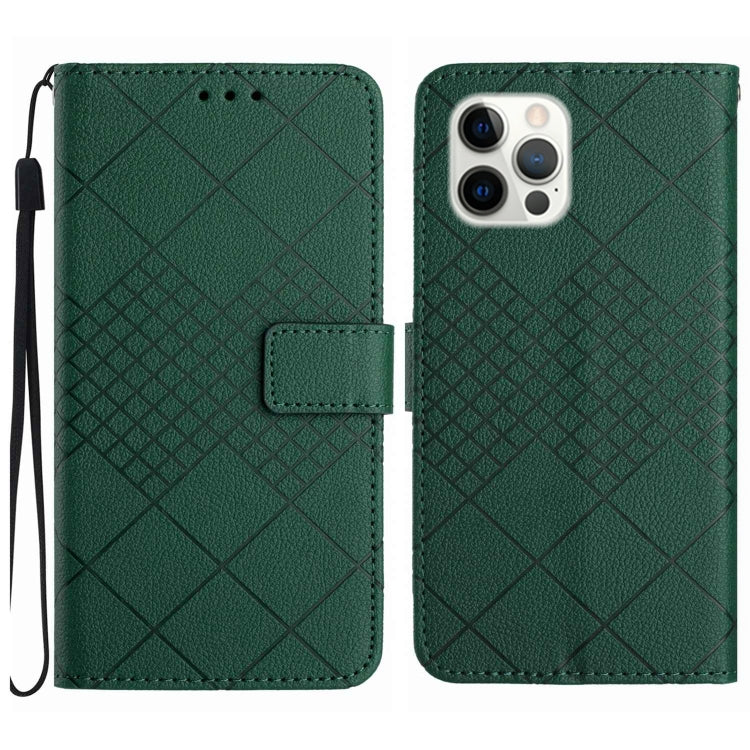 Rhombic Grid Texture Leather Phone Case, For iPhone 15, For iPhone 14 Plus, For iPhone 14, For iPhone 14 Pro