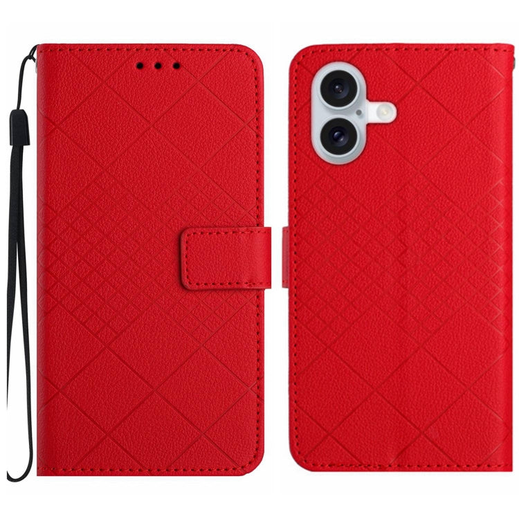 Rhombic Grid Texture Leather Phone Case, For iPhone 16, For iPhone 15 Pro Max, For iPhone 15 Pro, For iPhone 15 Plus