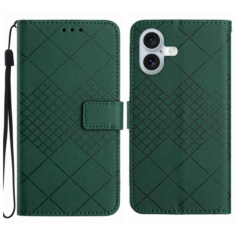 Rhombic Grid Texture Leather Phone Case, For iPhone 16, For iPhone 15 Pro Max, For iPhone 15 Pro, For iPhone 15 Plus