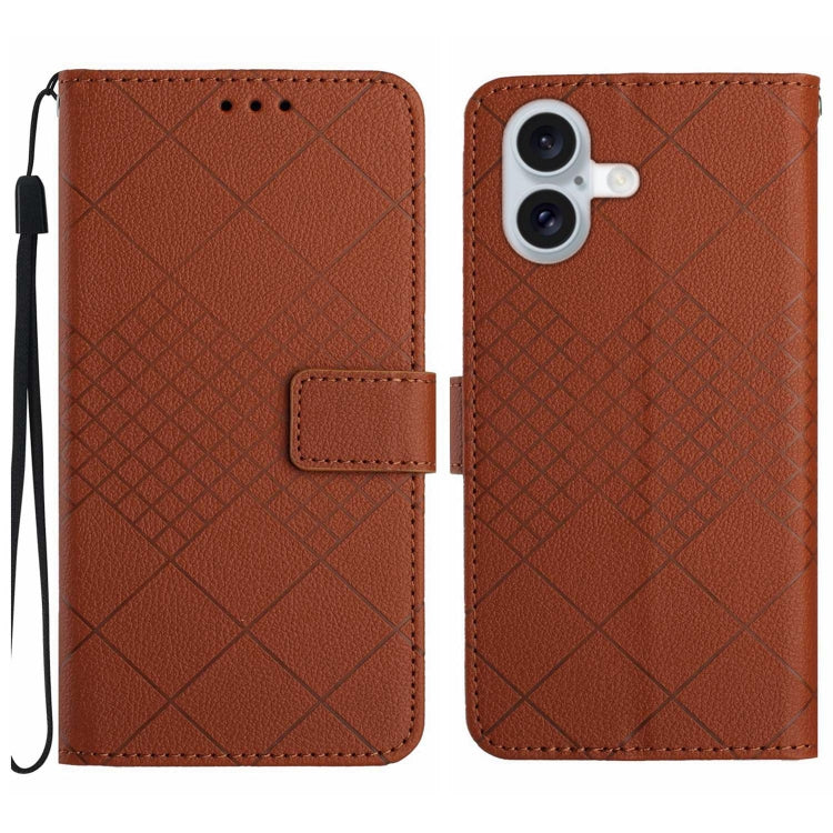 Rhombic Grid Texture Leather Phone Case, For iPhone 16, For iPhone 15 Pro Max, For iPhone 15 Pro, For iPhone 15 Plus