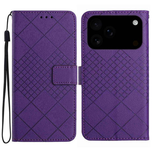 Rhombic Grid Texture Leather Phone Case, For iPhone 17 Pro Max, For iPhone 17 Pro, For iPhone 17, For iPhone Air