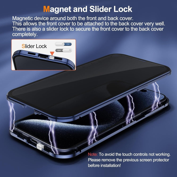 Anti-peeping Magnetic Double-sided Tempered Glass Phone Case, For iPhone 16 Pro Max, For iPhone 16 Pro, For iPhone 16 Plus, For iPhone 16