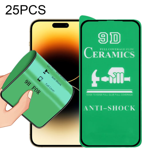 25pcs 9D Full Screen Full Glue Ceramic Film, For iPhone 14 Pro, For iPhone 14 Pro Max