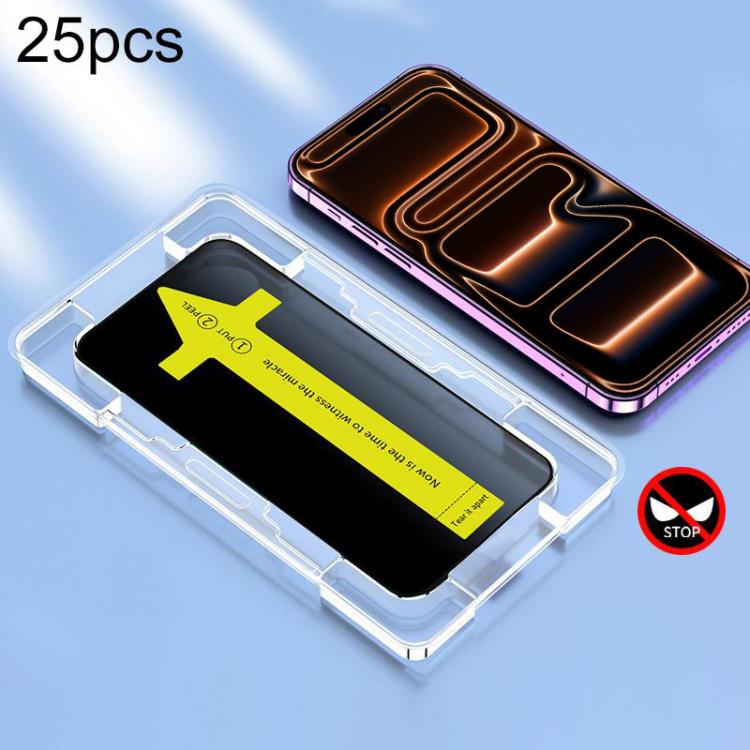 25pcs Anti-peeping Fast Attach Dust-proof Anti-static Tempered Glass Film