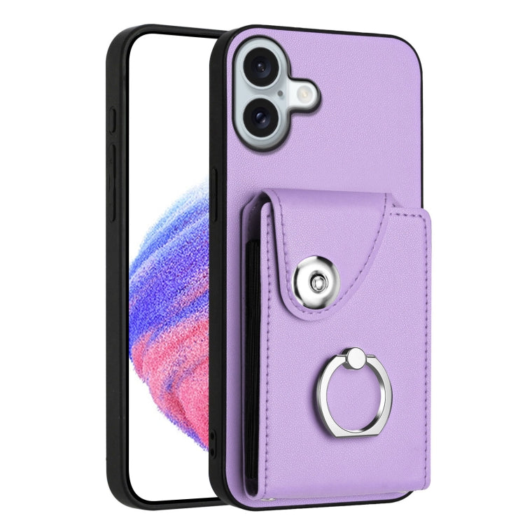 Organ Card Bag Ring Holder Phone Case, For iPhone 16e, For iPhone 16 Pro Max, For iPhone 16 Pro, For iPhone 16 Plus
