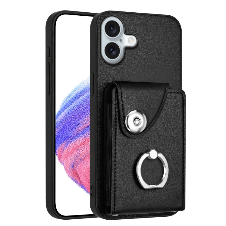 Organ Card Bag Ring Holder Phone Case, For iPhone 16e, For iPhone 16 Pro Max, For iPhone 16 Pro, For iPhone 16 Plus