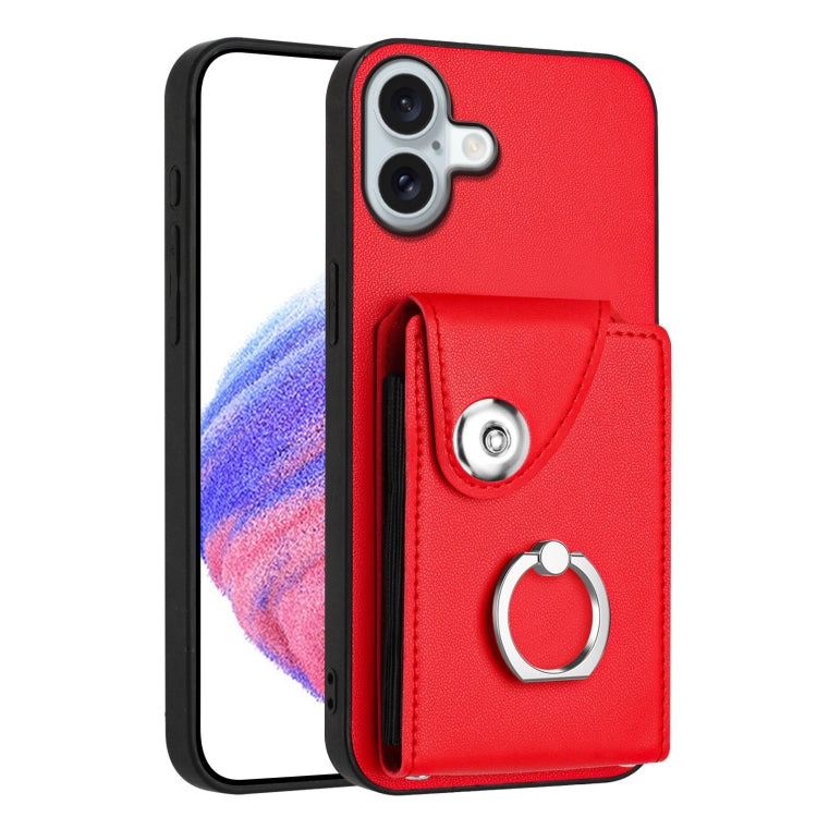 Organ Card Bag Ring Holder Phone Case, For iPhone 16e, For iPhone 16 Pro Max, For iPhone 16 Pro, For iPhone 16 Plus