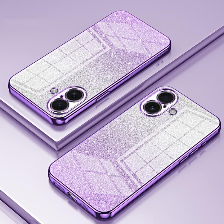 Gradient Glitter Powder Electroplated Phone Case, For iPhone Air, For iPhone 16e, For iPhone 16 Pro Max