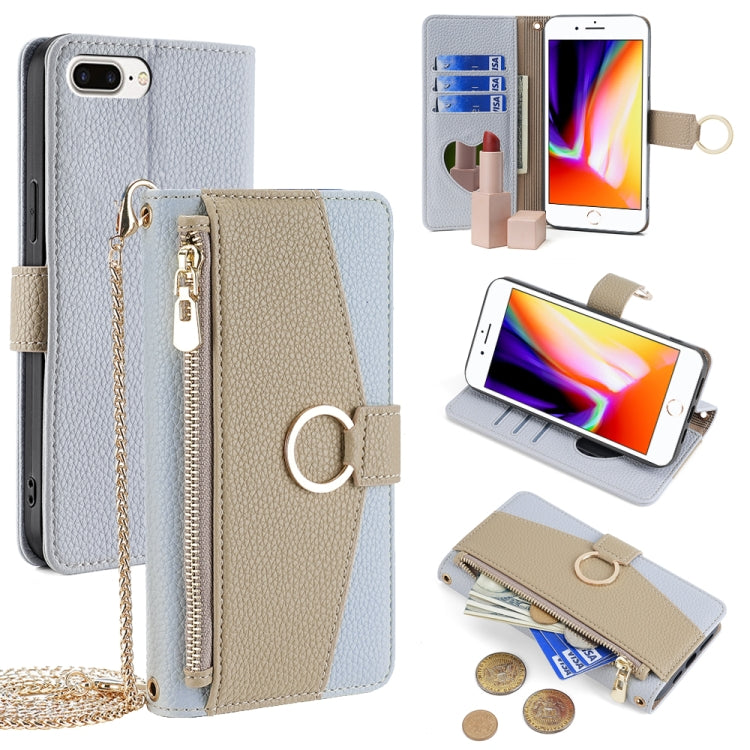 Crossbody Litchi Texture Leather Phone Case, For iPhone 8 Plus / 7 Plus
