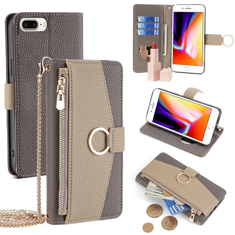 Crossbody Litchi Texture Leather Phone Case, For iPhone 8 Plus / 7 Plus