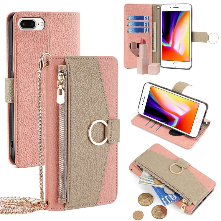 Crossbody Litchi Texture Leather Phone Case, For iPhone 8 Plus / 7 Plus