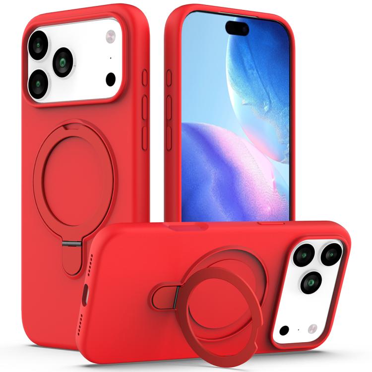 Liquid Silicone MagSafe Magnetic Phone Case with Ring Holder, For iPhone 17 Pro Max, For iPhone 17 Pro