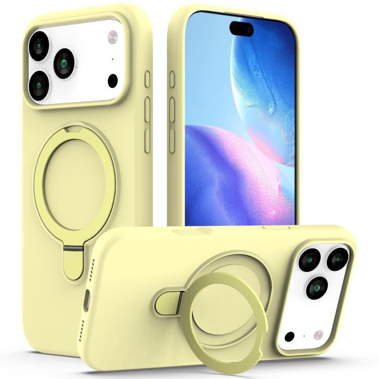 Liquid Silicone MagSafe Magnetic Phone Case with Ring Holder, For iPhone 17 Pro Max, For iPhone 17 Pro