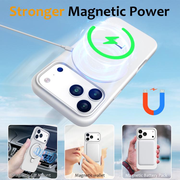 Liquid Silicone MagSafe Magnetic Phone Case with Ring Holder, For iPhone 17 Pro Max, For iPhone 17 Pro
