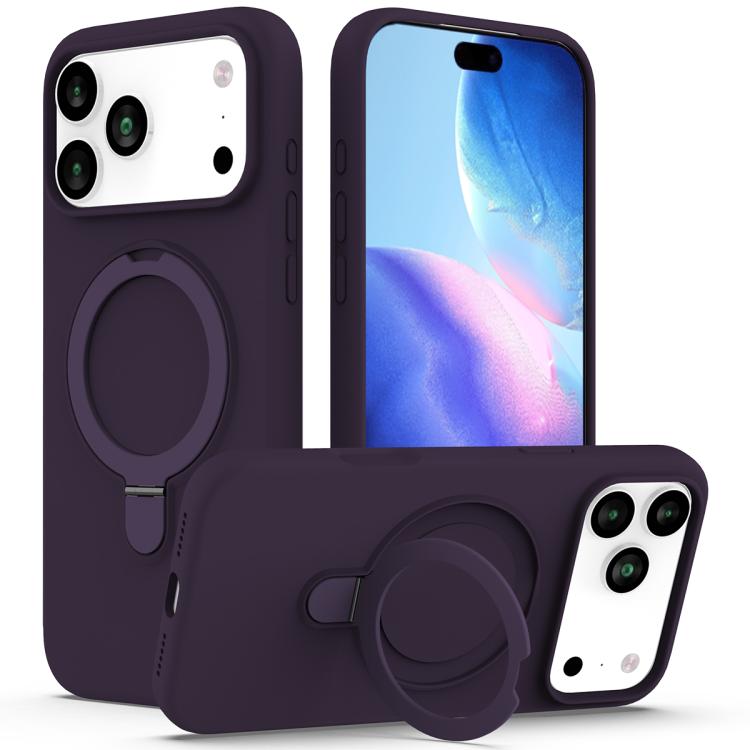 Liquid Silicone MagSafe Magnetic Phone Case with Ring Holder, For iPhone 17 Pro Max, For iPhone 17 Pro
