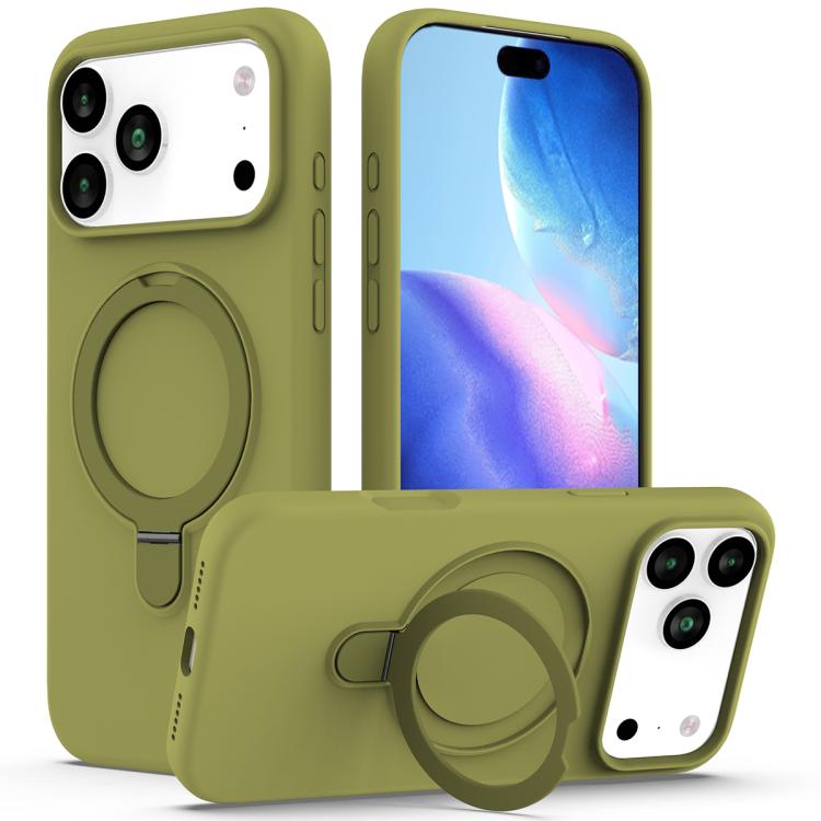 Liquid Silicone MagSafe Magnetic Phone Case with Ring Holder, For iPhone 17 Pro Max, For iPhone 17 Pro