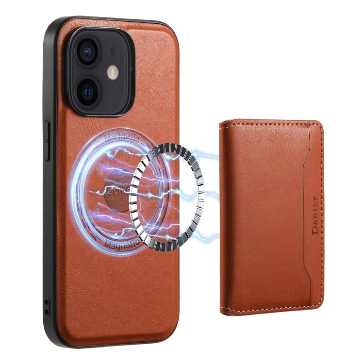 Denior Cowhide Texture Leather MagSafe Detachable Wallet Phone Case, For iPhone SE 2022/2020/8/7, For iPhone 13 Pro Max, For iPhone 13 Pro, For iPhone 13, For iPhone 12, For iPhone 12 Pro Max