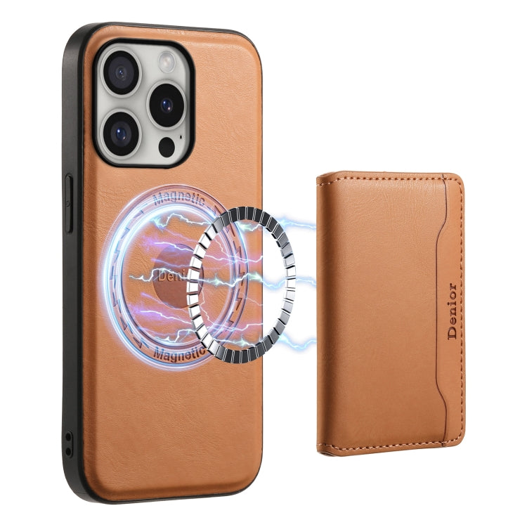 Denior Cowhide Texture Leather MagSafe Detachable Wallet Phone Case, For iPhone 16 Pro Max, For iPhone 16 Pro, For iPhone 16 Plus, For iPhone 16, For iPhone 15 Pro Max, For iPhone 15 Pro
