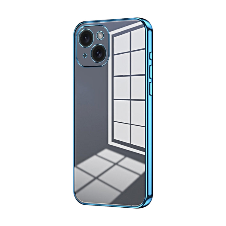 Transparent Plating Fine Hole Phone Case, For iPhone 15, For iPhone 14 Plus, For iPhone 14