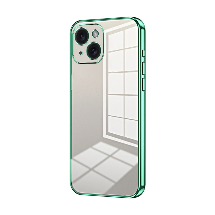 Transparent Plating Fine Hole Phone Case, For iPhone 15, For iPhone 14 Plus, For iPhone 14