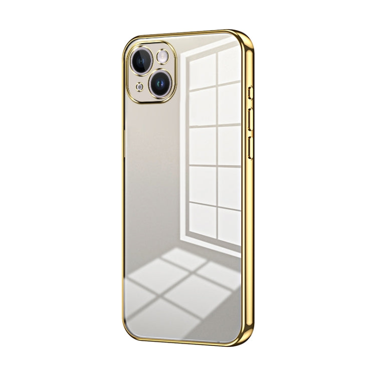 Transparent Plating Fine Hole Phone Case, For iPhone 15, For iPhone 14 Plus, For iPhone 14