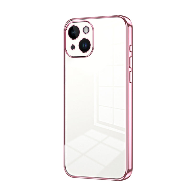 Transparent Plating Fine Hole Phone Case, For iPhone 15, For iPhone 14 Plus, For iPhone 14