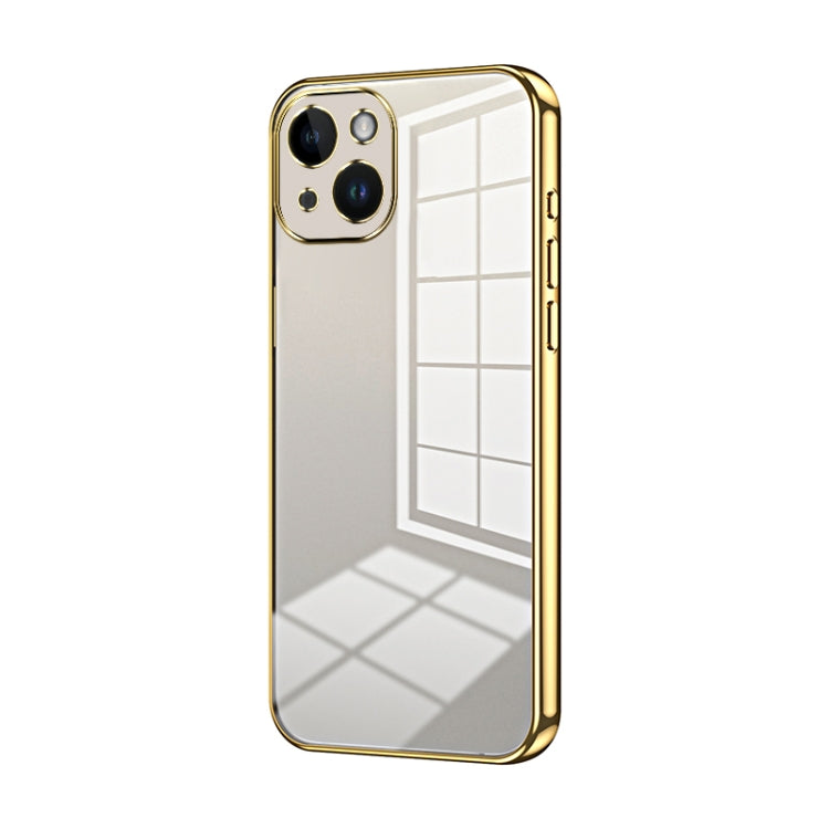 Transparent Plating Fine Hole Phone Case, For iPhone 15, For iPhone 14 Plus, For iPhone 14