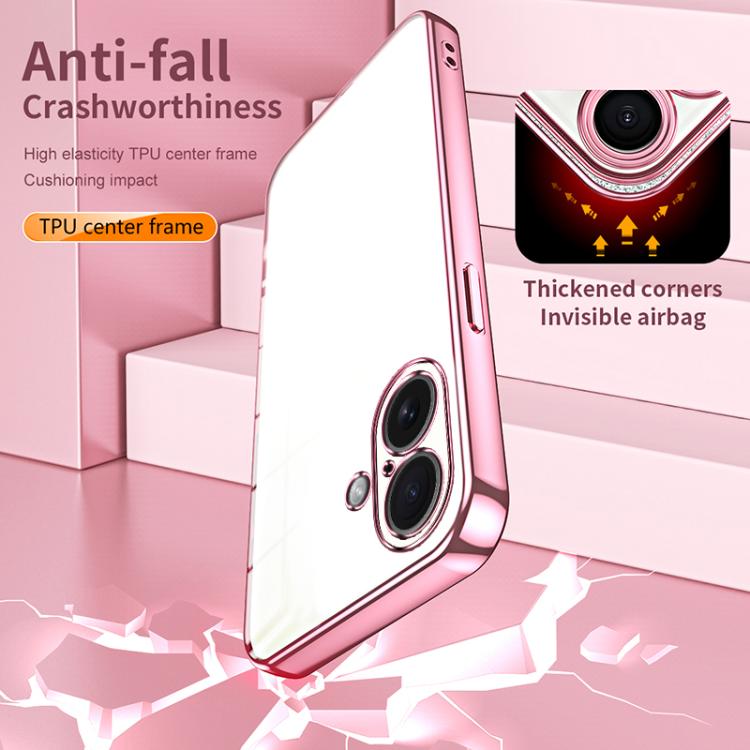 Transparent Plating Fine Hole Phone Case, For iPhone Air, For iPhone 16e, For iPhone 16 Pro Max