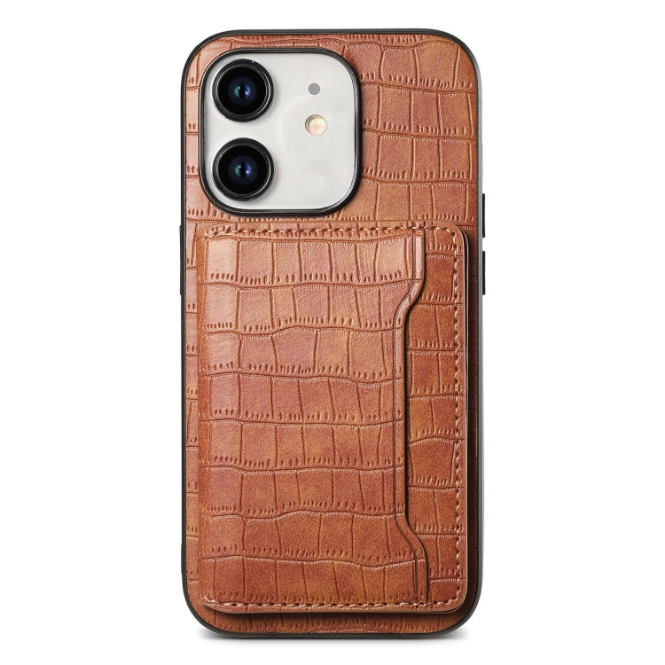 Crocodile Texture Card Bag Design Full Coverage Phone Case, For iPhone 12 Pro Max, For iPhone 11 Pro Max, For iPhone 11, For iPhone 11 Pro