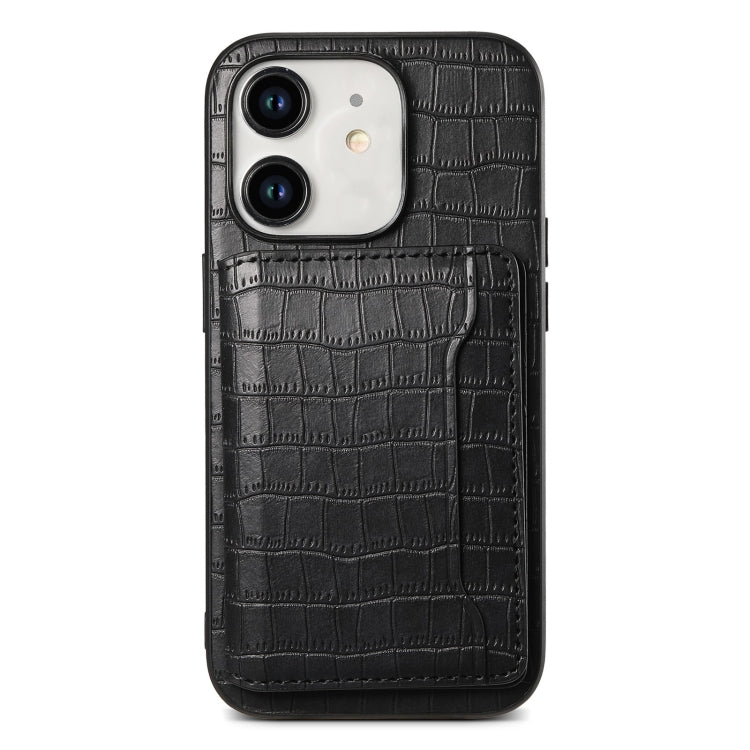 Crocodile Texture Card Bag Design Full Coverage Phone Case, For iPhone 12 Pro Max, For iPhone 11 Pro Max, For iPhone 11, For iPhone 11 Pro