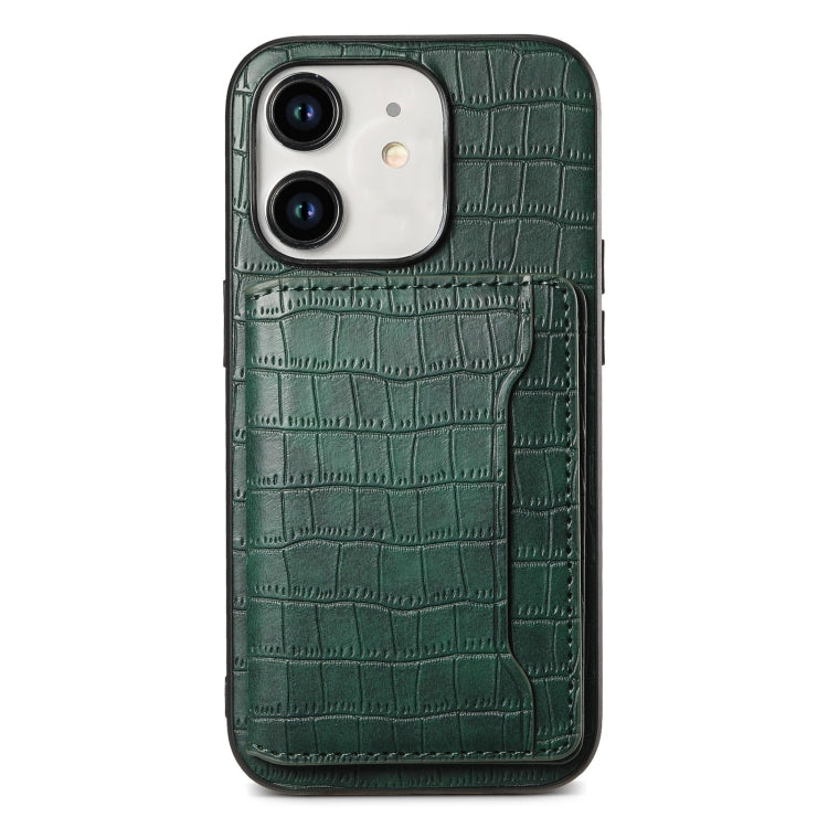 Crocodile Texture Card Bag Design Full Coverage Phone Case, For iPhone 12 Pro Max, For iPhone 11 Pro Max, For iPhone 11, For iPhone 11 Pro