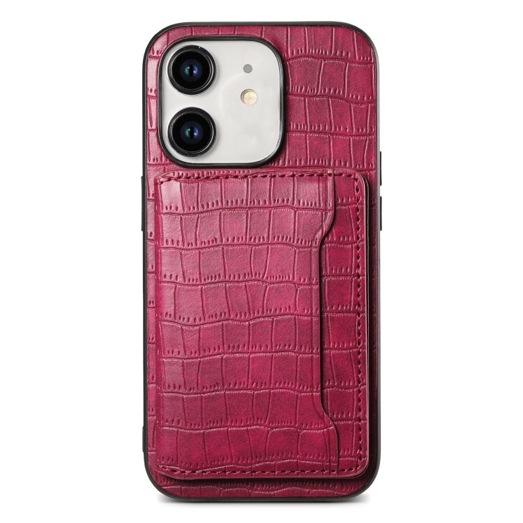 Crocodile Texture Card Bag Design Full Coverage Phone Case, For iPhone 12 Pro Max, For iPhone 11 Pro Max, For iPhone 11, For iPhone 11 Pro