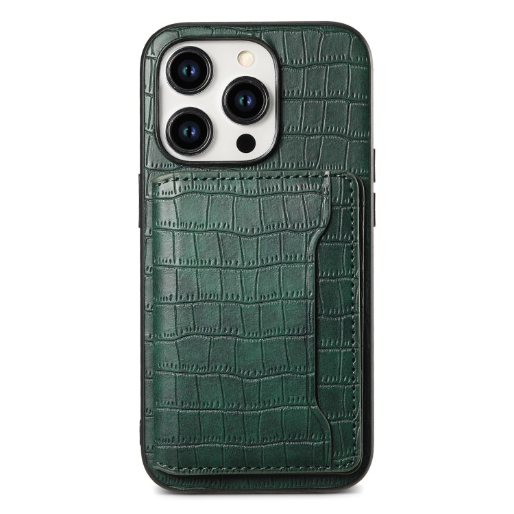 Crocodile Texture Card Bag Design Full Coverage Phone Case, For iPhone 12 Pro Max, For iPhone 11 Pro Max, For iPhone 11, For iPhone 11 Pro