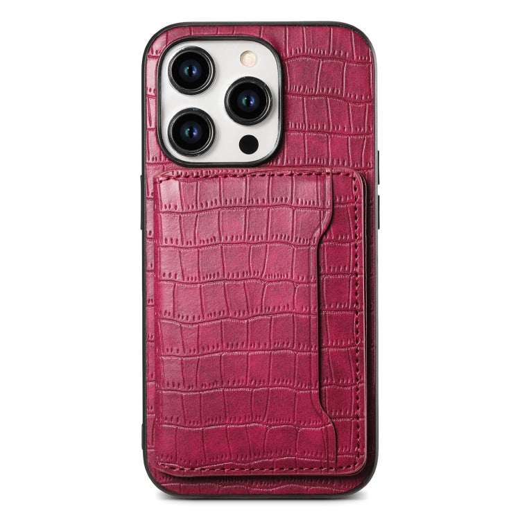 Crocodile Texture Card Bag Design Full Coverage Phone Case, For iPhone 12 Pro Max, For iPhone 11 Pro Max, For iPhone 11, For iPhone 11 Pro