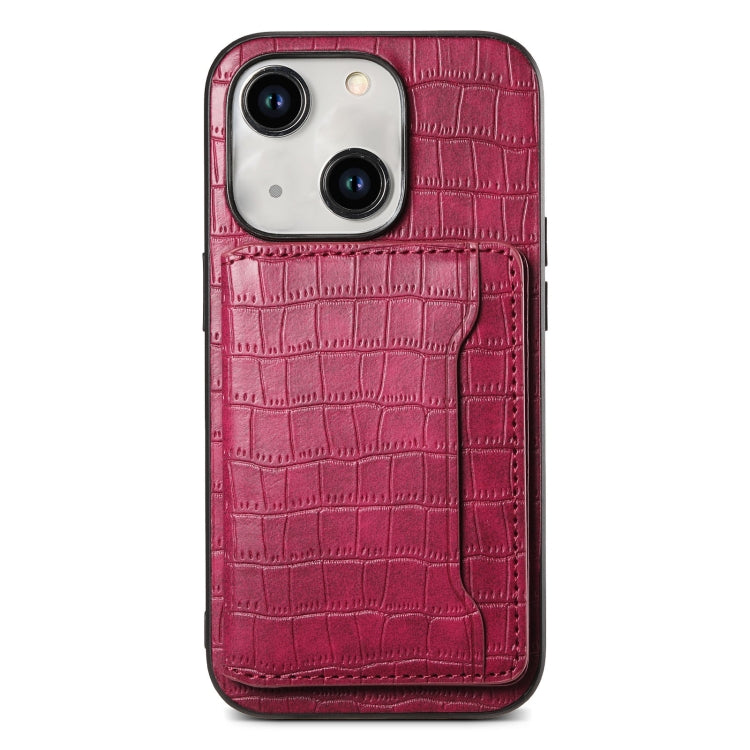 Crocodile Texture Card Bag Design Full Coverage Phone Case, For iPhone 13 Pro Max, For iPhone 13 Pro, For iPhone 13, For iPhone 12 Pro / 12