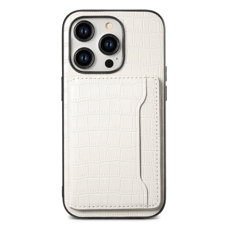 Crocodile Texture Card Bag Design Full Coverage Phone Case, For iPhone 15 Pro Max, For iPhone 15 Pro, For iPhone 15 Plus, For iPhone 15