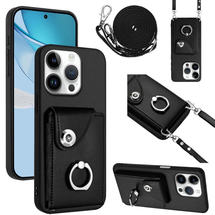 Organ Card Bag Ring Holder Phone Case with Long Lanyard, For iPhone 16e, For iPhone 16 Pro Max, For iPhone 16 Pro, For iPhone 16 Plus