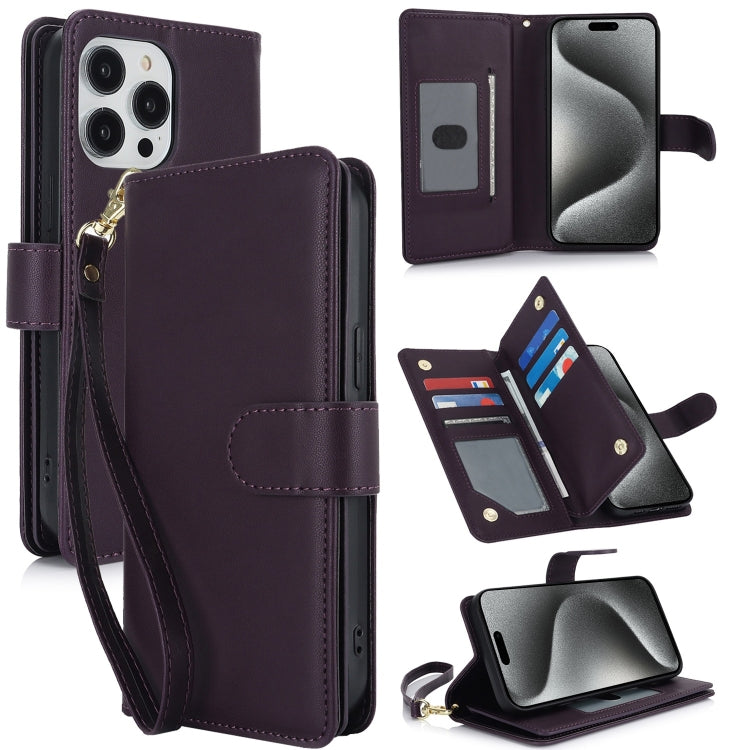 Multi-Card Wallet RFID Leather Phone Case, For iPhone 16 Plus, For iPhone 16, For iPhone 15 Pro Max
