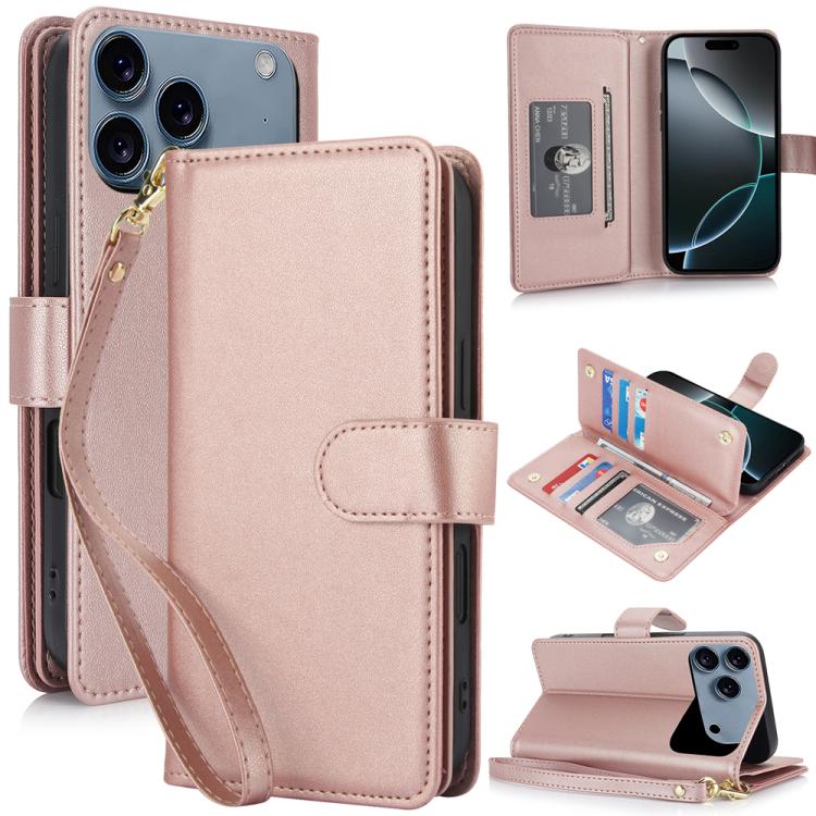 Multi-Card Wallet RFID Leather Phone Case, For iPhone 16e, For iPhone 16 Pro Max, For iPhone 16 Pro