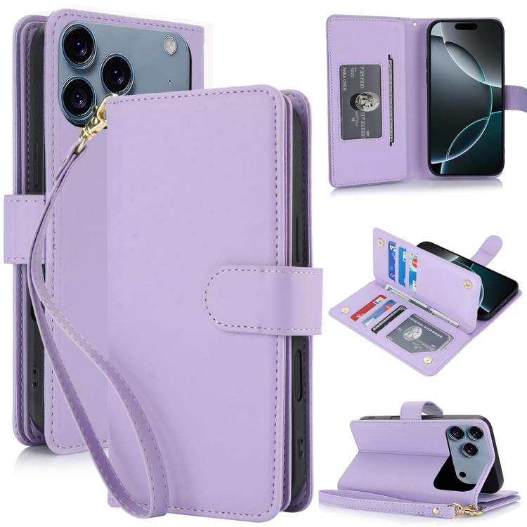 Multi-Card Wallet RFID Leather Phone Case, For iPhone 16e, For iPhone 16 Pro Max, For iPhone 16 Pro