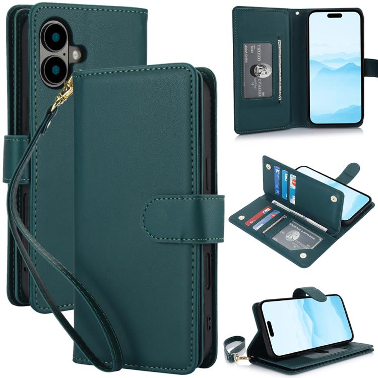 Multi-Card Wallet RFID Leather Phone Case, For iPhone 16 Plus, For iPhone 16, For iPhone 15 Pro Max